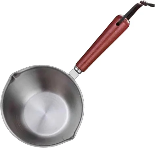 Ollas de leche, ollas de sopa de acero inoxidable 304, calentador de mantequilla, 6.8 fl oz, mini ollas de aceite, cacerola pequeña con boquillas