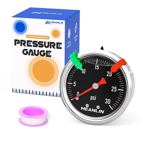 Miniatura 8 de MEANLIN MEASURE - Manómetro de presión de 0~60 psi, relleno de glicerina, esfera con cara de 1.5 pulgadas, NPT de 1/8 de pulgada, manómetro de acero