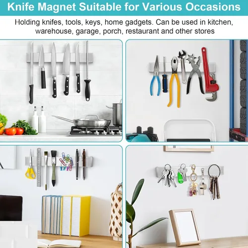 Miniatura 2 de Tira magnética para cuchillos, sin taladrar, soporte magnético para cuchillos para montaje en pared, refrigerador, cuchillo, barra, soporte