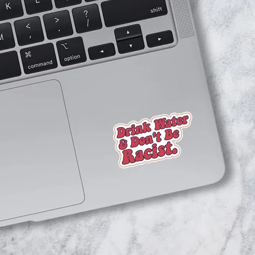 Miniatura 2 de Drink Water Don't Be Racist Sticker, Feminist Sticker, Activism Sticker, Cute Color Sticker, Water Assitant Die-Cut Vinyl Funny Decals for Laptop