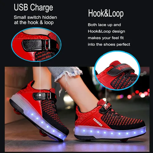 Miniatura 3 de Aikuass - Tenis con ruedas y luces LED recargables con USB para niñas y niños