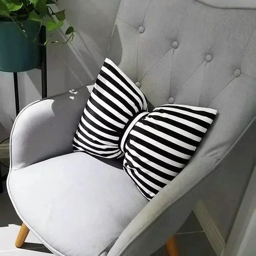 Miniatura 8 de Poowe Cojín decorativo reversible con lazo a rayas blancas y negras para decoración de sofá, para cama, sofá y oficina, 17.7 x 13.7 pulgadas