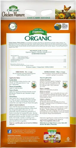 Miniatura 2 de Espoma Bolsa de estiércol de pollo orgánico de 25 libras. Fertilizante natural y orgánico para todas las flores, verduras, árboles y arbustos. Para