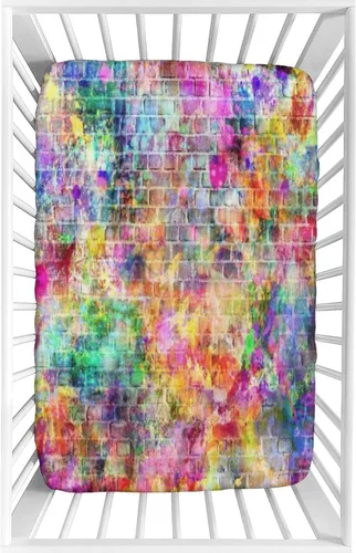 Miniatura 16 de Sábana decorativa para cuna, sábana bajera ajustable de microfibra para cuna para bebés y niños pequeños, 28 x 52 x 8 pulgadas, juego de sábanas
