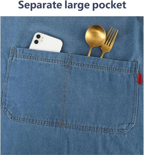 Miniatura 2 de Delantal Jour para adultos, delantal de algodón ligero con bolsillo frontal, ideal para uso diario, delantales para mujeres y hombres