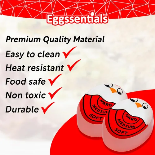 Miniatura 6 de Eggssentials Paquete de 2 temporizadores de huevos rojos que van en el agua – Temporizador de huevos duros para huevos duros y huevos duros suaves