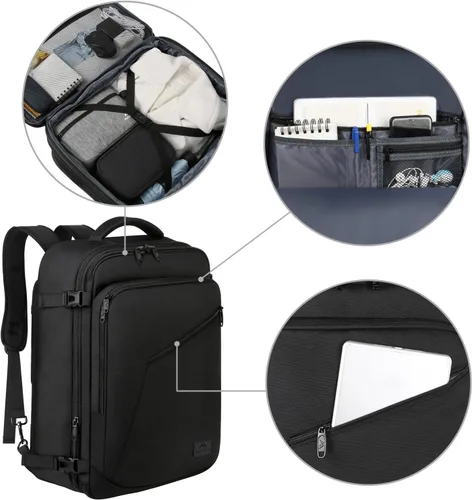 Miniatura 34 de MATEIN - Mochila de viaje extragrande de 10.56 galones, mochila de viaje ampliable apta para aerolíneas, para viajeros de fin de semana, hombres