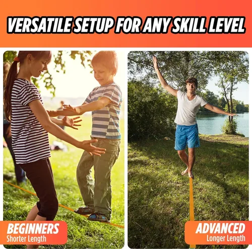 Miniatura 8 de Kit completo de ninja Slackline – Línea de holgura de 60 pies para patio trasero para niños y adultos – Kit de protección de árboles más anchos