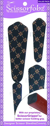 Miniatura 83 de Fundas protectoras para tijeras de diseñador, 4 unidades, tamaño surtido, diseño floral victoriano azul #4-304 Jardín floral victoriano azul