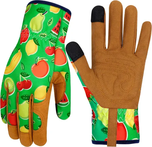 Miniatura 39 de Guantes de Jardinería de Cuero MERTURN para Mujeres, Guantes de Jardín a Prueba de Espinas, Guantes de Trabajo Compatibles con Pantalla Táctil, Azul
