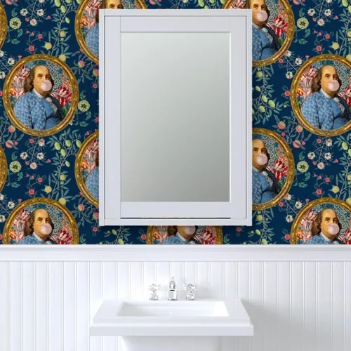 Miniatura 9 de Muestro de papel tapiz extraíble – Benjamin Franklin Botánico Caprichoso Retrato Histórico Papel pintado personalizado pre-pegado por Spoonflower