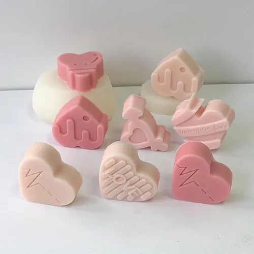 Miniatura 3 de Moldes de silicona de plástico para el día de San Valentín, moldes de silicona para dulces de corazones rosados, moldes de jabón, moldes de galletas