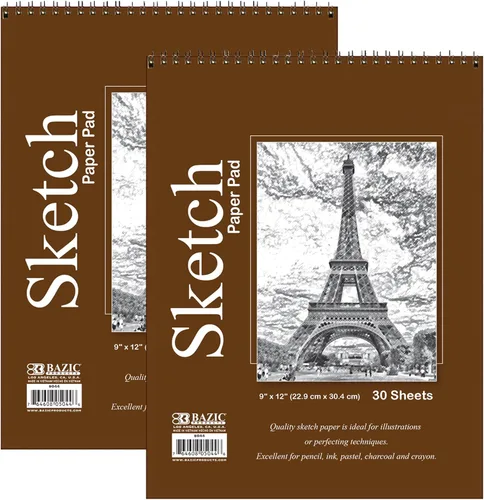 Miniatura 10 de BAZIC Products Bloc de bocetos en espiral de 9 x 12 pulgadas, 30 hojas 30 hojas - 9"x12
