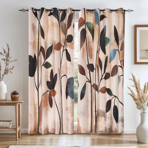 Miniatura 16 de SUBRTEX - Cortinas opacas de 52Wx63L, cortinas florales para oscurecer la habitación, cortinas de ventana aisladas térmicamente de 2 paneles