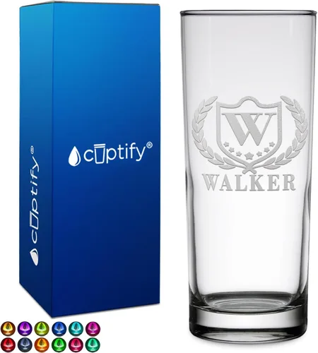 Miniatura 55 de Highball personalizado de 10.5 onzas con fondo negro, vaso Collins alto personalizado, cóctel de bebida mixta recta, inicial con nombre de regalo