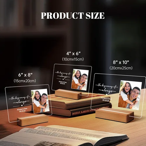 Miniatura 4 de Marcos de fotos personalizados con foto, placa de fotos personalizada con luz nocturna para ella, él, novia, novio, regalos de boda para esposa