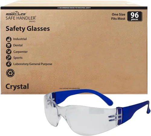 Miniatura 16 de SAFE HANDLER Gafas de seguridad con patillas de color transparente Talla única, para adultos, jóvenes, lentes de policarbonato protector