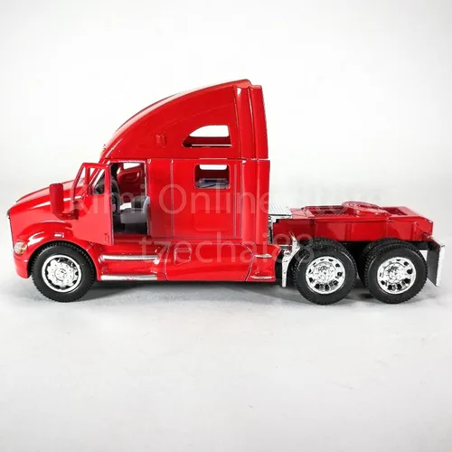 Miniatura 7 de KiNSMART Kenworth T700 - Camión contenedor a escala 1:68, modelo de metal fundido a presión, rojo con calcomanías, acción de retroceso