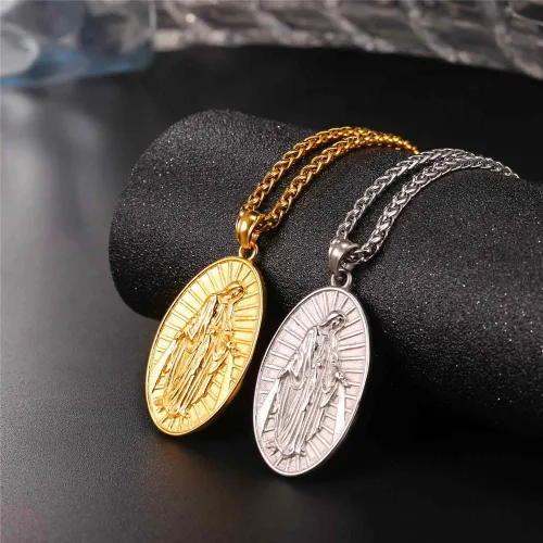 Miniatura 16 de U7 Saint Benedict/Michael Medal Necklace, 316L Stainless Steel Virgin Mary Necklace for Men Women, Bible Verse Protection Necklace Catholic