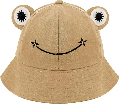 Miniatura 24 de Haoohu Gorra de algodón para adultos, diseño de rana, sombrero de sol para fiesta de disfraces Caqui claro