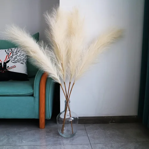 Miniatura 6 de 4 piezas de césped sintético de las pampas de 43 pulgadas/3.6 pies, no desprende pelusa, arreglo de plumas falsas de caña artificial grande