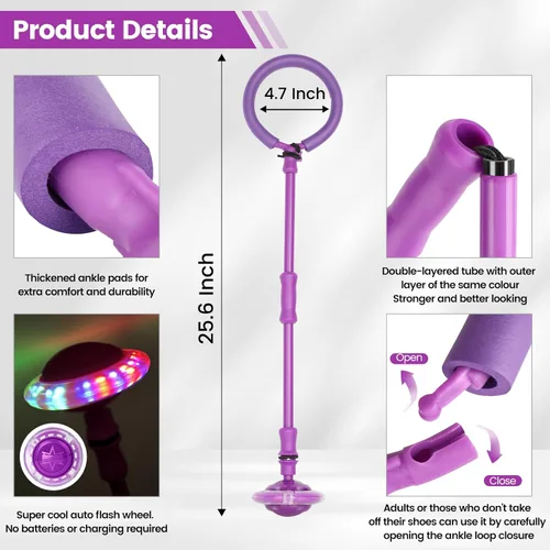 Miniatura 4 de Skip Ball - Rueda de Flash Plegable Colorida Juego Interior y Exterior Juguetes de Fitness para Niños, Juguetes Geniales para Niños Regalos de Morado
