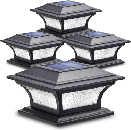 Miniatura 12 de SIEDiNLAR Luces solares de poste de vidrio para exteriores, luz LED para cerca, 2 modos para postes de 4 x 4, 5 x 5, 6 x 6 pulgadas, decoración