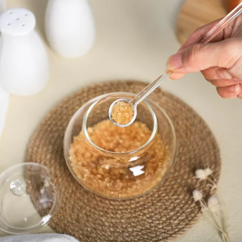 Miniatura 4 de 123Arts Azucarero de vidrio transparente con tapa y cuchara para servir azúcar, 8 onzas
