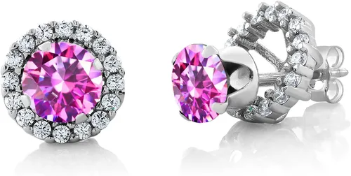 Miniatura 131 de Gem Stone King Aretes redondos de plata de ley 925 de 0.236 in con piedra natal extraíble para mujer