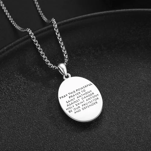 Miniatura 229 de Collar de plata de ley 925 con medalla de San Patrón, colgante de protección católica, amuleto, joyería religiosa para hombres y mujeres