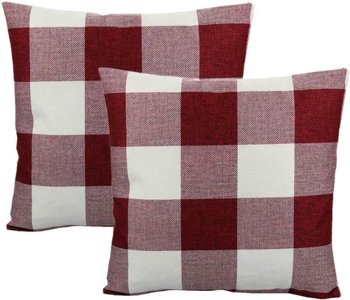 Miniatura 9 de VAKADO Fundas de Almohada Decorativas Rosas para San Valentín 16x16 Juego de 2 Buffalo Día de San Valentín Decorativas Gingham Casa de Campo Cuadros