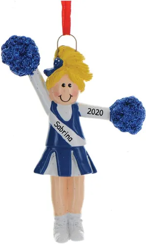Adorno de animadora rubia 3D 2025 – Adornos de animadora personalizados para niña en color azul, adornos de animadora para árbol de Navidad, adorno