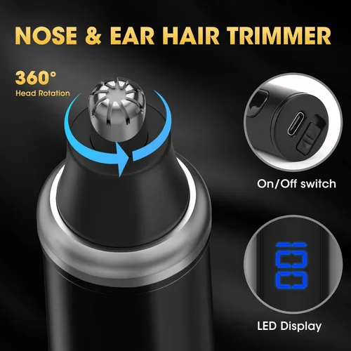 Miniatura 5 de Dumite Kit de recorte de pelo 4 en 1 para hombres, recortador profesional de hoja en T, afeitadora eléctrica de lámina, recortador de pelo nasal