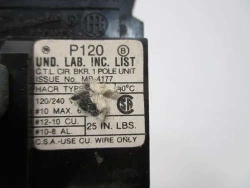 Miniatura 7 de Disyuntor ITE P120 PUSHMATIC 1P 20A AMP 120/240V-AC D418763