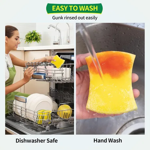 Miniatura 5 de Esponjas de cocina, paquete de 24 esponjas para platos resistentes, esponjas de limpieza para platos, utensilios de cocina sin revestimiento