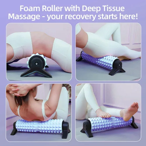 Miniatura 5 de RUNWE Rodillo de espuma con soporte – Rodillo de espuma de soporte para dolor de espalda, rodillo de masaje de tejido profundo de punto de gatillo
