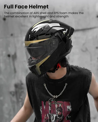 Miniatura 2 de Casco de motocicleta Auboa de cara completa para adultos, hombres y mujeres, con doble visera, Street Bike Racing, DOT, modelo MF565
