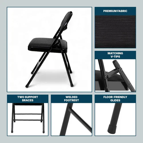 Miniatura 9 de OEF Furnishings OEF970 Series - Sillas plegables acolchadas de tela de alta calidad, asiento y respaldo acolchados cómodos para salas