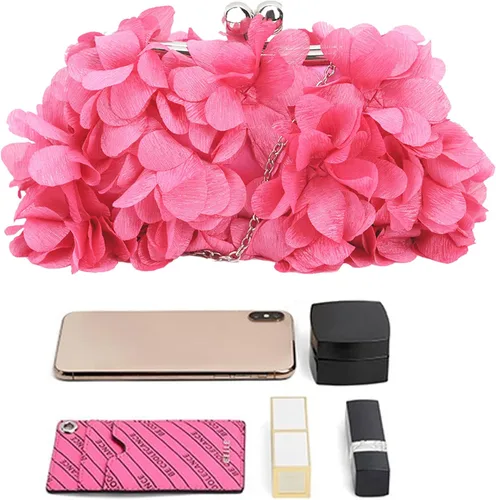 Miniatura 4 de Buddy - Bolso de mano de satén suave para mujer, con forma de rosa, para boda, fiesta