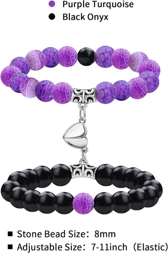 Miniatura 4 de Pulseras magnéticas para parejas, pulseras de amor, pulseras de cuentas naturales a distancia, regalos para el día de San Valentín