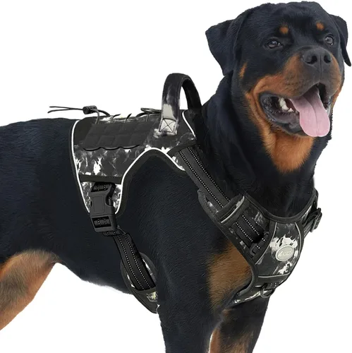Miniatura 63 de Auroth - Arnés táctico para perros pequeños y medianos, sin tirones, arnés ajustable para mascotas, reflectante, K9, entrenamiento, trabajo, de Gris