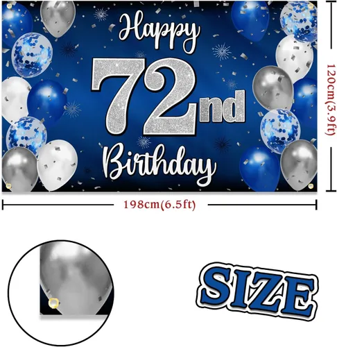 Miniatura 214 de Decoración de feliz cumpleaños 35, globo azul y plateado de 35 años, cartel grande de telón de fondo de cumpleaños, suministros para fiesta de 35th