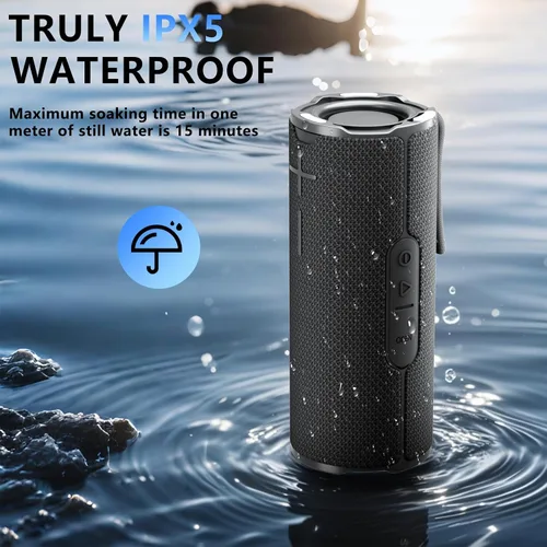 Miniatura 2 de COOPERS Altavoz Bluetooth portátil, altavoz Bluetooth inalámbrico, altavoces impermeables IPX5 con luces RGB, graves profundos de sonido estéreo