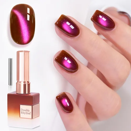 Miniatura 24 de Double Rhythm Esmalte de gel Jelly Glass de ojo de gato con imán, 0.5 onzas líquidas, brillo holográfico, brillante, translúcido