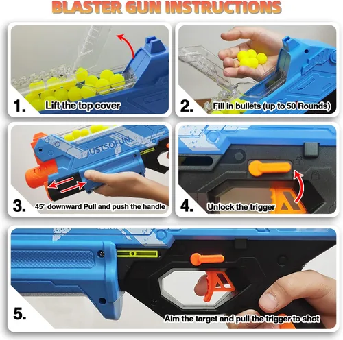 Miniatura 3 de Pistola Blaster con gafas protectoras y 300 rondas de hasta 110 FPS compatible con dardos Nerf Hyper Rounds, fácil de recargar, soporta hasta 50