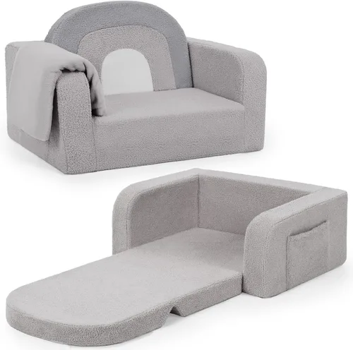 Miniatura 9 de Sofá para niños, sofá suave 2 en 1 plegable con manta y almohada de nube, que brilla en la oscuridad, sofá convertible, regalos para niños y niñas