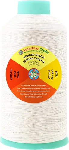 Miniatura 97 de Mandala Crafts - Hilo de nailon para coser cuero, tapicería, mezclilla y para trenzar el pelo; resistente, 1500 yardas, tamaño 69 T70 Marrón