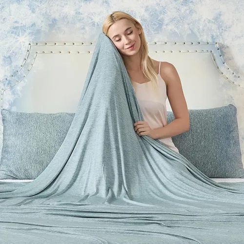 Miniatura 13 de CHOSHOME Manta refrescante para personas que duermen con calor – Manta de verano fina, suave, ligera, transpirable, doble cara mejorada para Beige