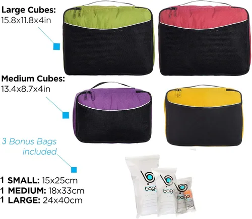 Miniatura 2 de Bago Cubos de embalaje para maletas y bolsas de viaje, juego de 7 bolsas organizadoras de equipaje y maleta, cubos de compresión para organizador