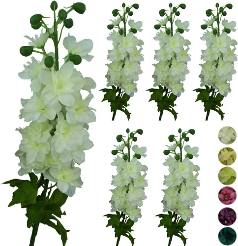 Miniatura 13 de 6 tallos de 31" Delphinium Ajacis flores artificiales de seda (azul)